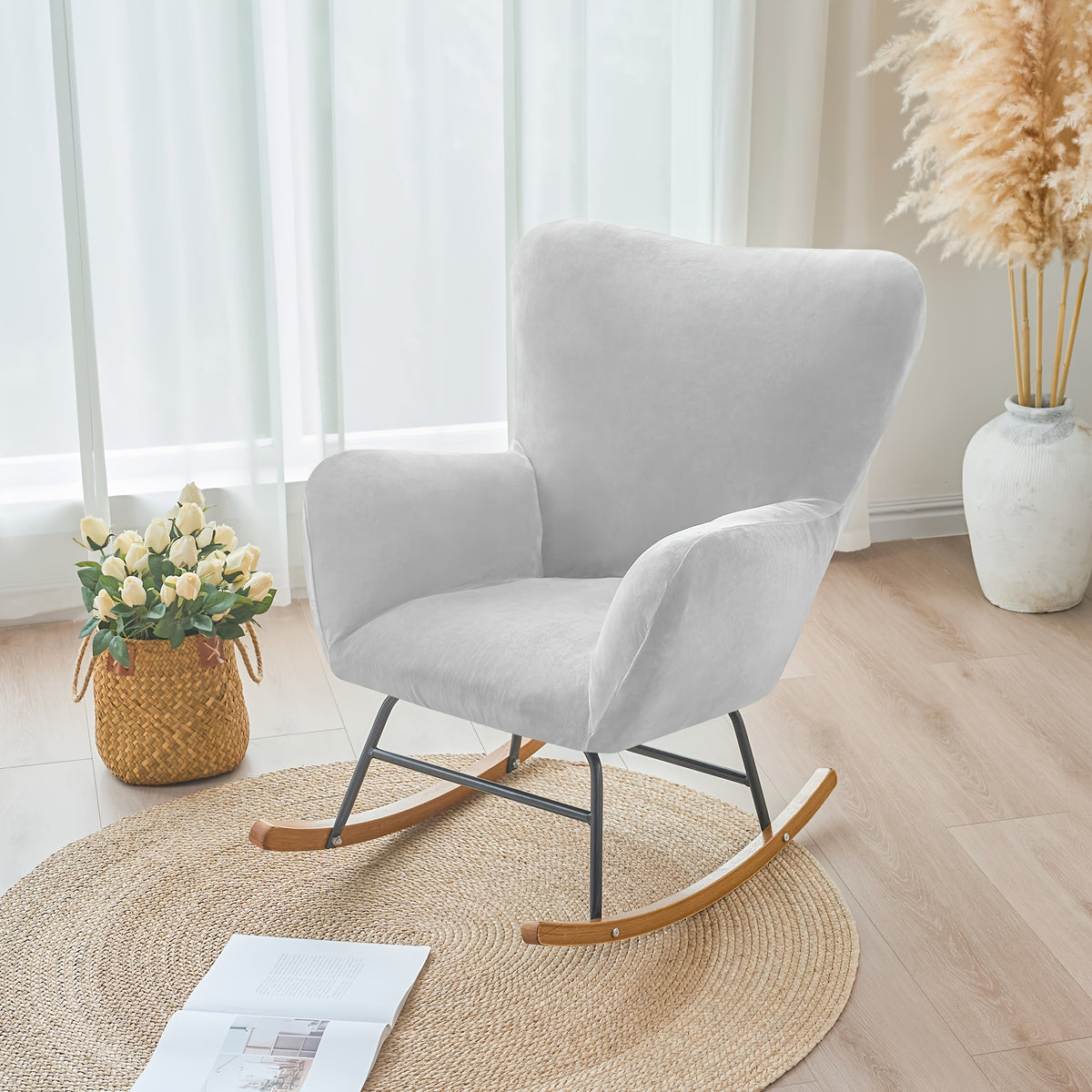 Housse de fauteuil extensible en velours pour fauteuil, vue de dos
