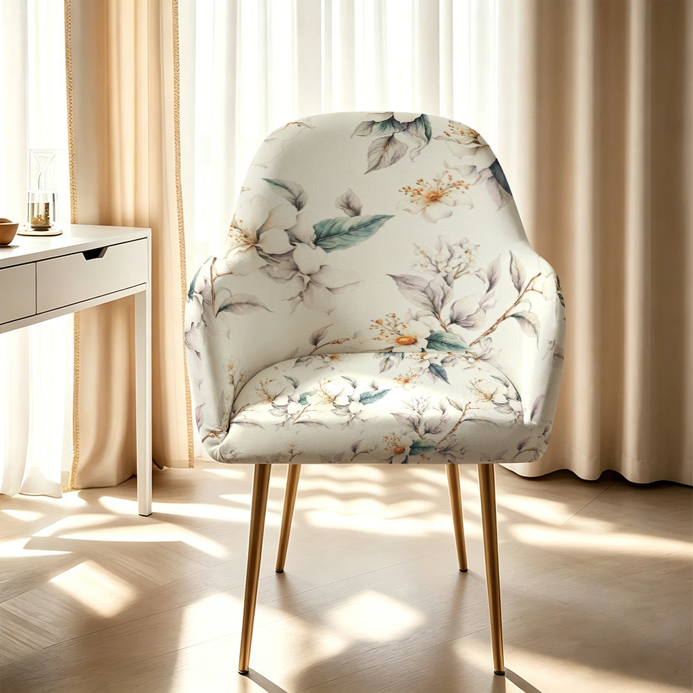 Housse de fauteuil extensible en fibre de lait imprimée au rendu glamour, vue de dos