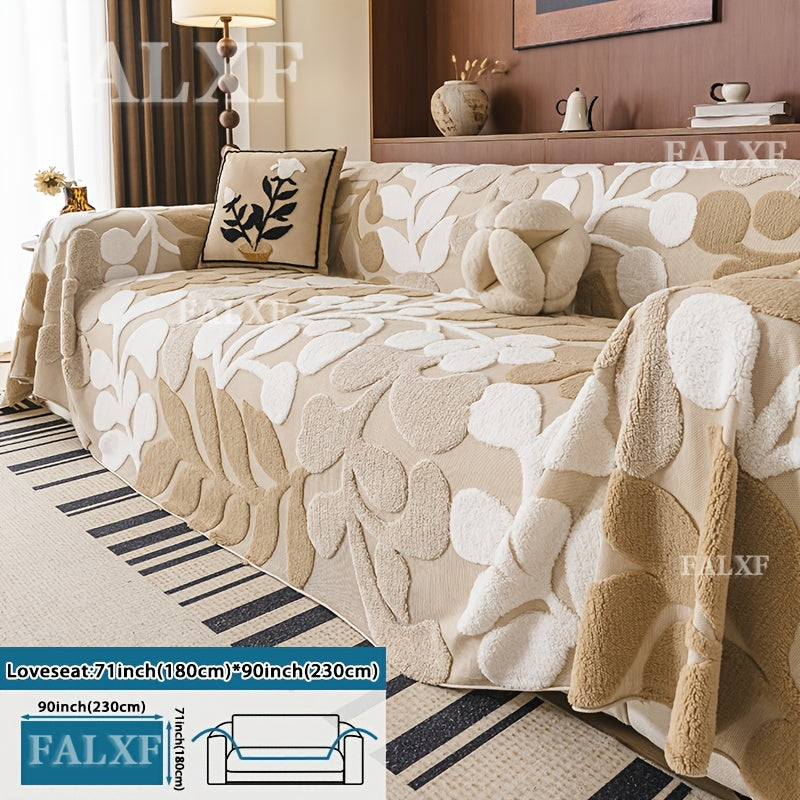 Housse de canapé en velours jacquard à motif bohème, gros plan sur le tissu