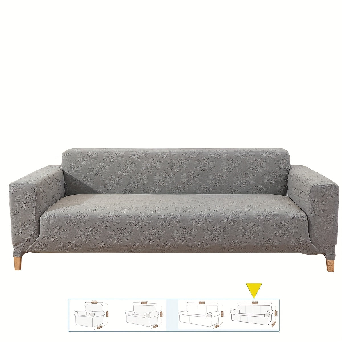 Housse de canapé épaisse extensible en polaire jacquard anti-griffes, vue d'ensemble