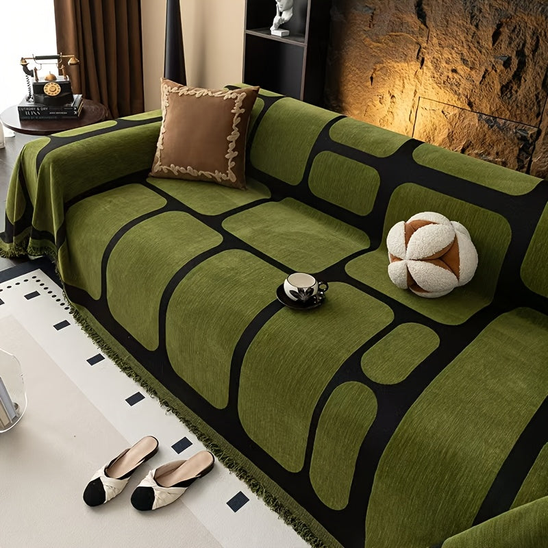 Housse de canapé épaisse en chenille jacquard — détail de la matière : chenille Image