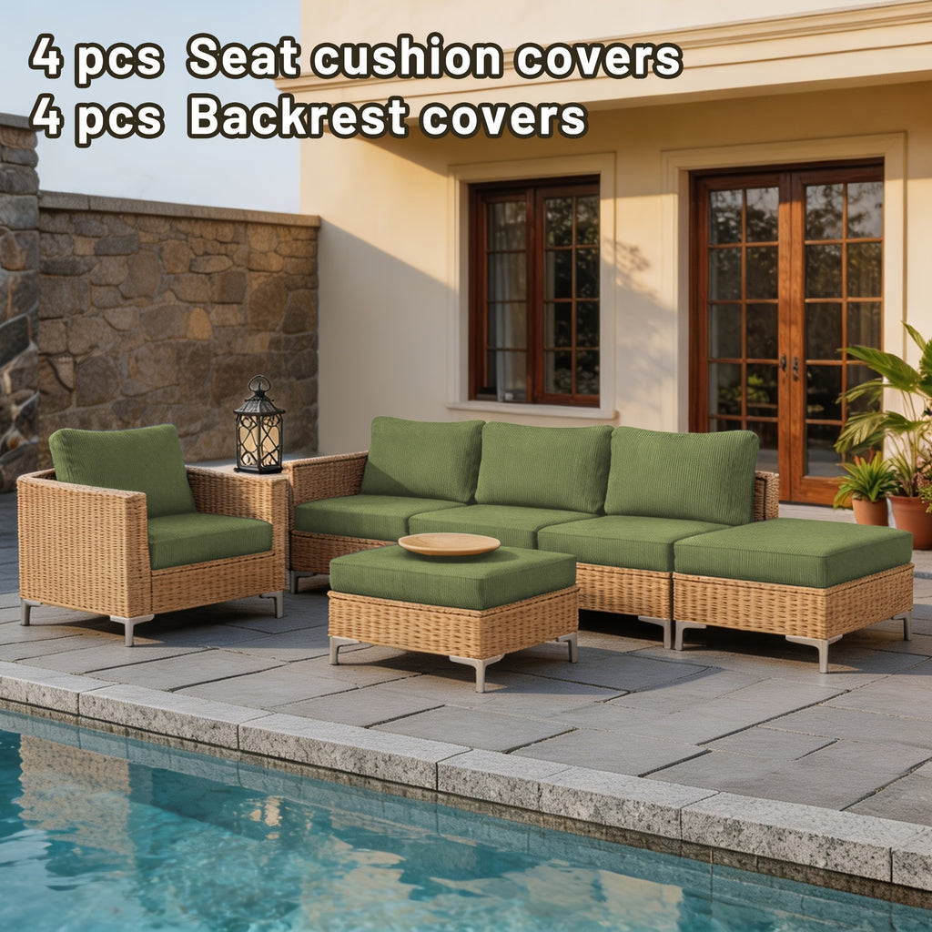 Housse de canapé extensible en jacquard à motif fleuri, mise en situation