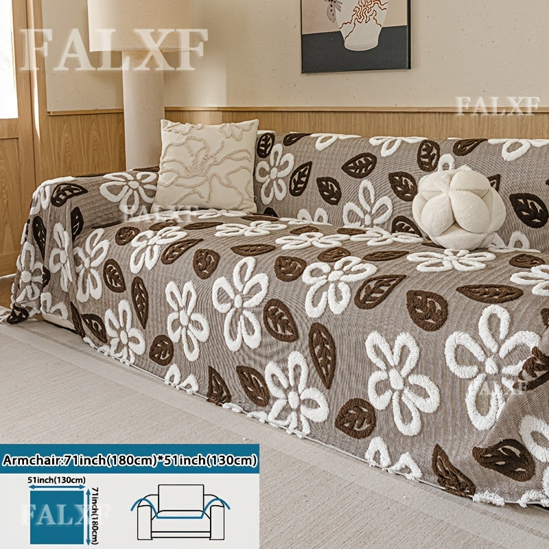 Housse de canapé en velours jacquard à rayures, mise en situation