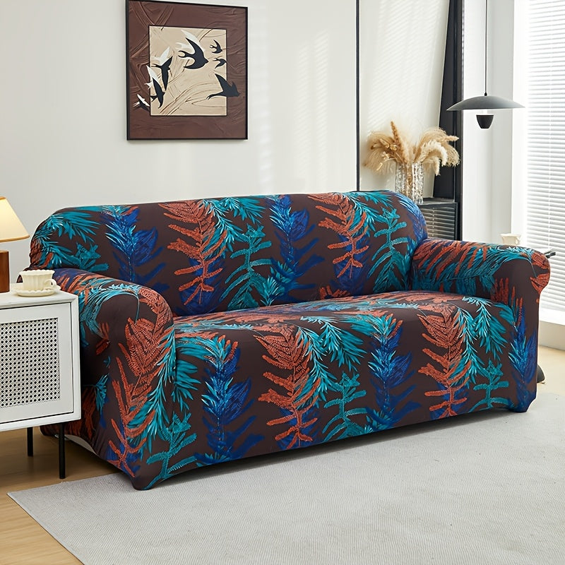 Housse de canapé extensible en fibre de lait matelassée à motif tropical, tissu de 100 à 120 g/m²