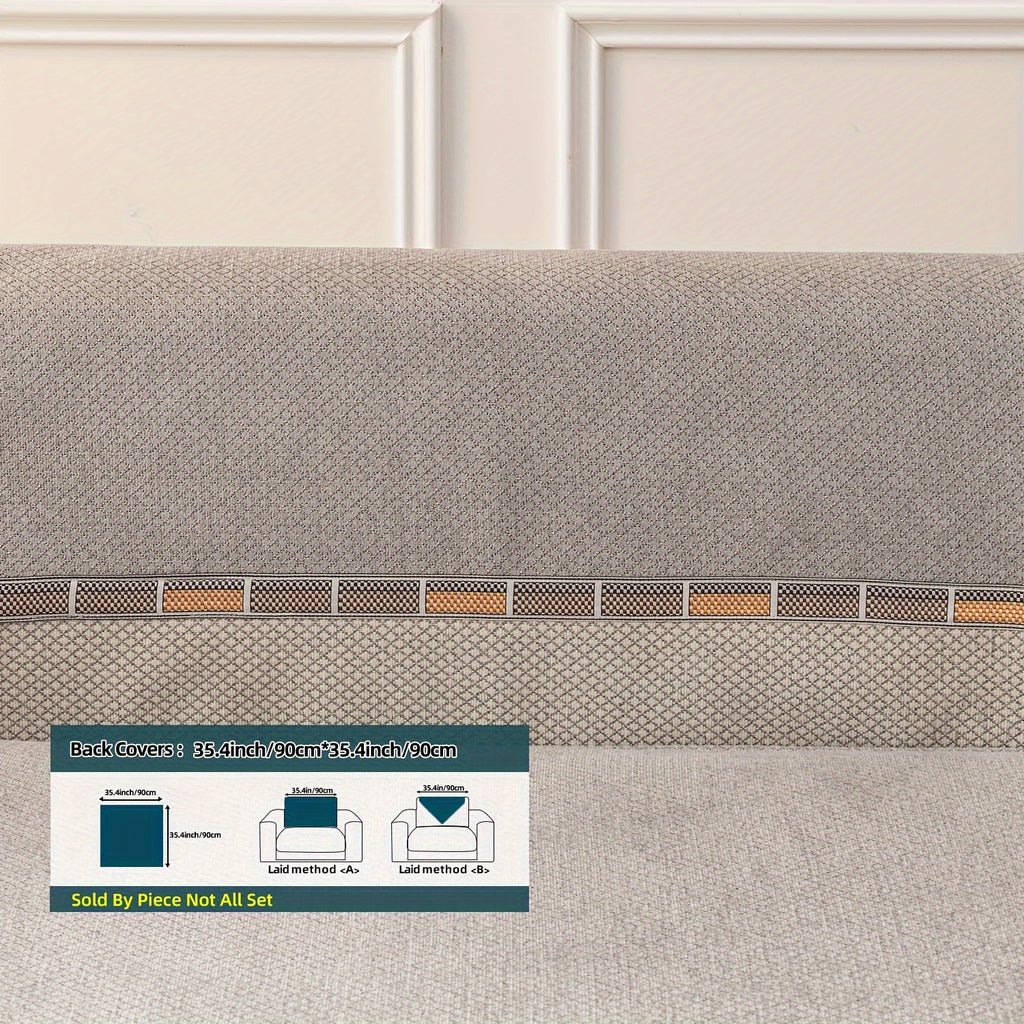 Housse de coussin épaisse en chenille matelassée antidérapante à housses, détail de l'ourlet