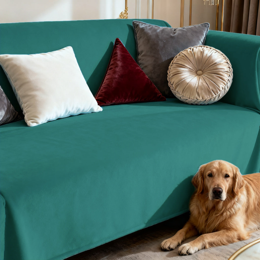 Housse de canapé épaisse en velours au rendu glamour, autre coloris