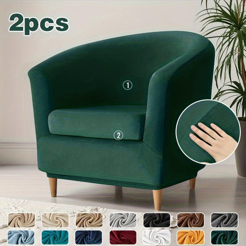 Housse de canapé extensible en velours à housses séparées pour fauteuil — détail de la matière : velours