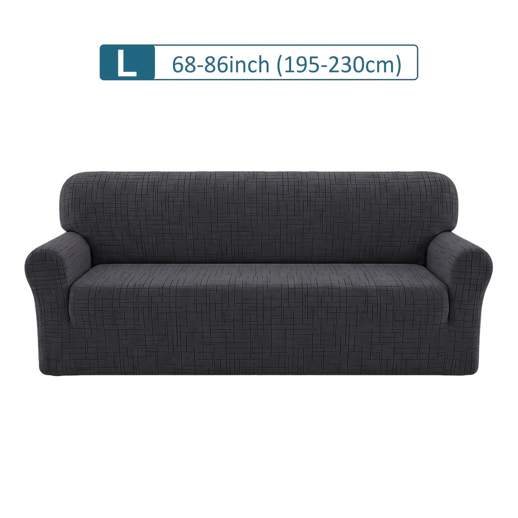 Housse de canapé extensible en polaire jacquard, mise en situation