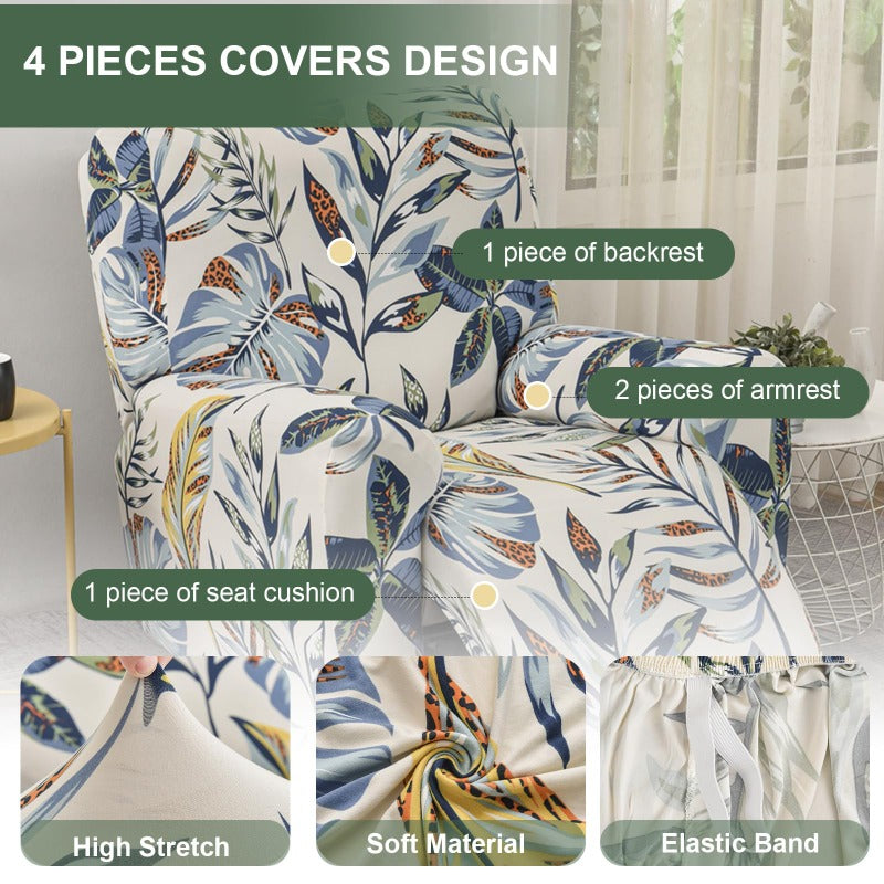 Housse de fauteuil extensible en fibre de lait matelassée à motif léopard Image