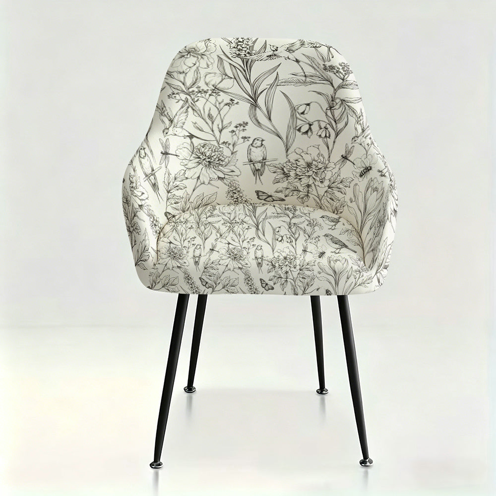 Housse de fauteuil extensible en fibre de lait imprimée à motif feuillage — détail de la matière : fibre de lait Image