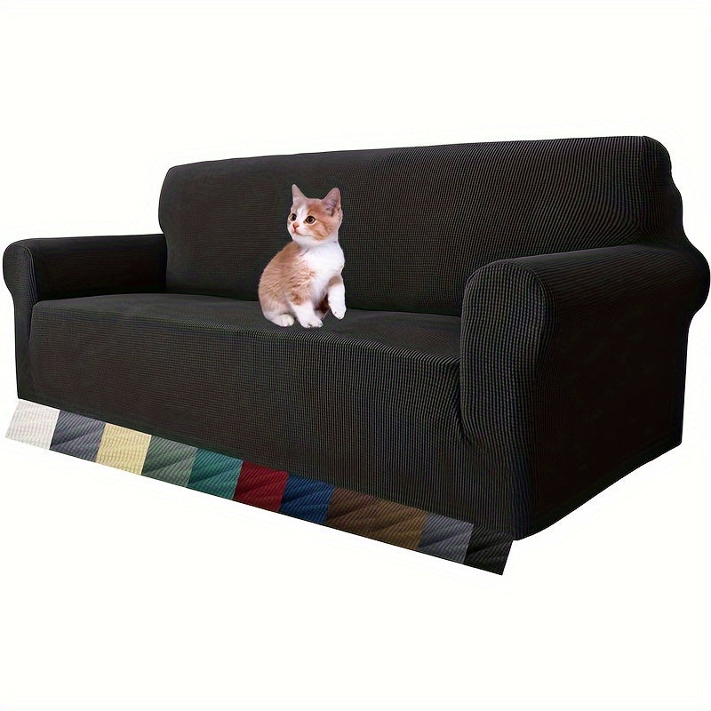 Housse de canapé épaisse extensible en polaire jacquard, gros plan sur le tissu