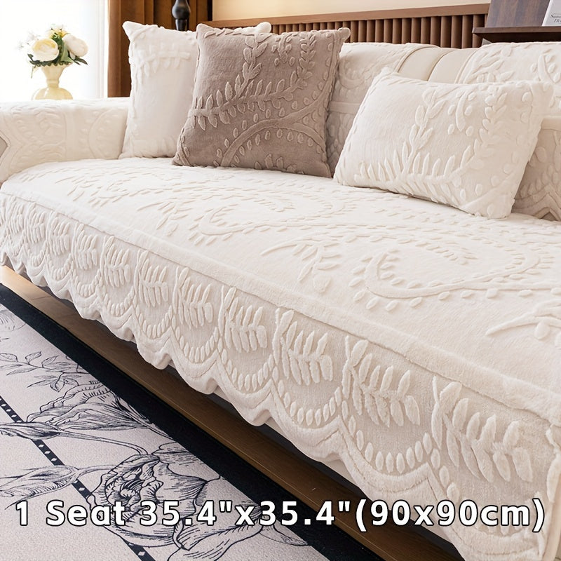 Housse de canapé en peluche jacquard à motif léopard antidérapante, autre coloris