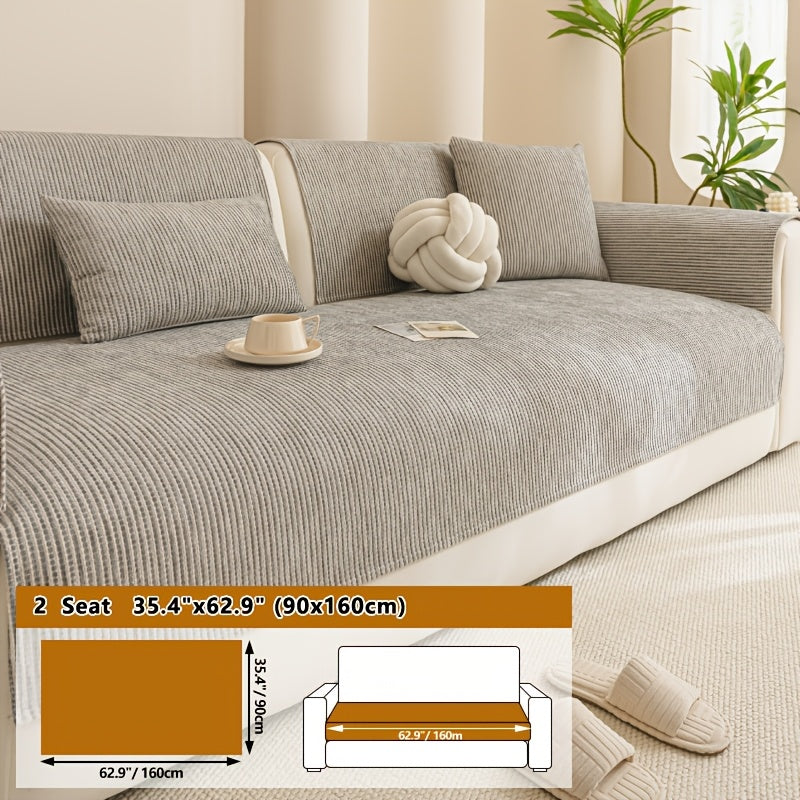 Housse de coussin en chenille en fils teints, mise en situation