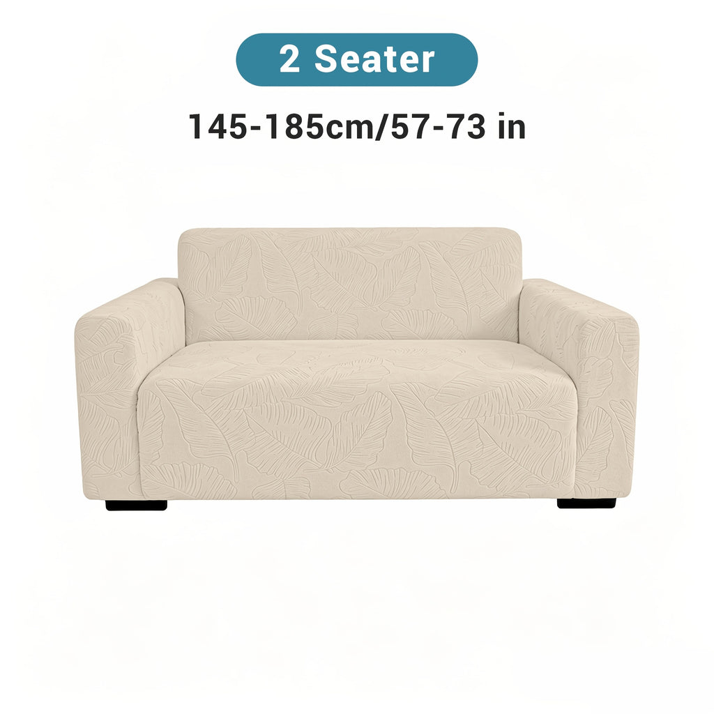 Housse de canapé extensible en polaire jacquard à motif feuillage, tissu de 160 à 180 g/m²