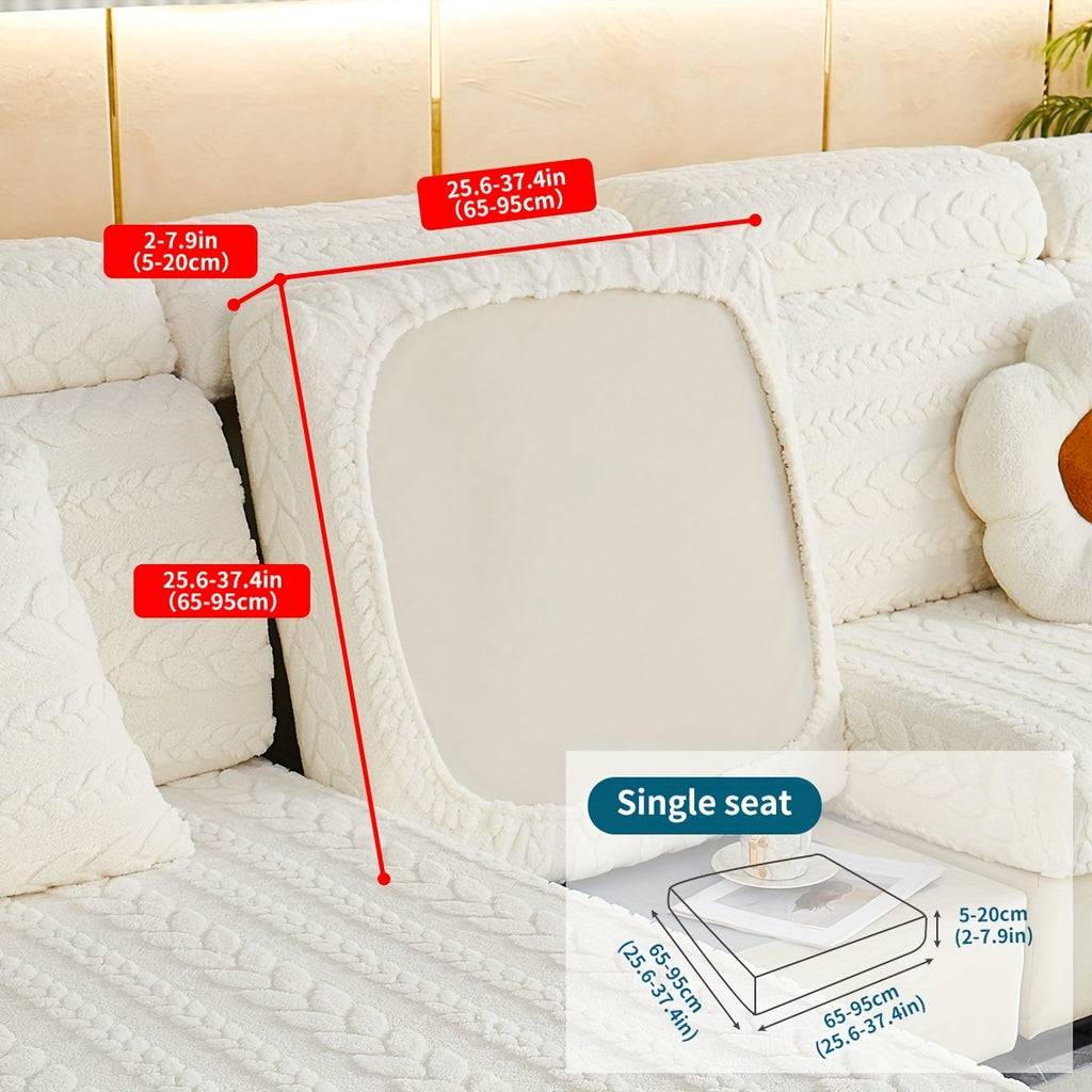Housse de canapé épaisse extensible en velours jacquard antidérapante — détail de la matière : velours