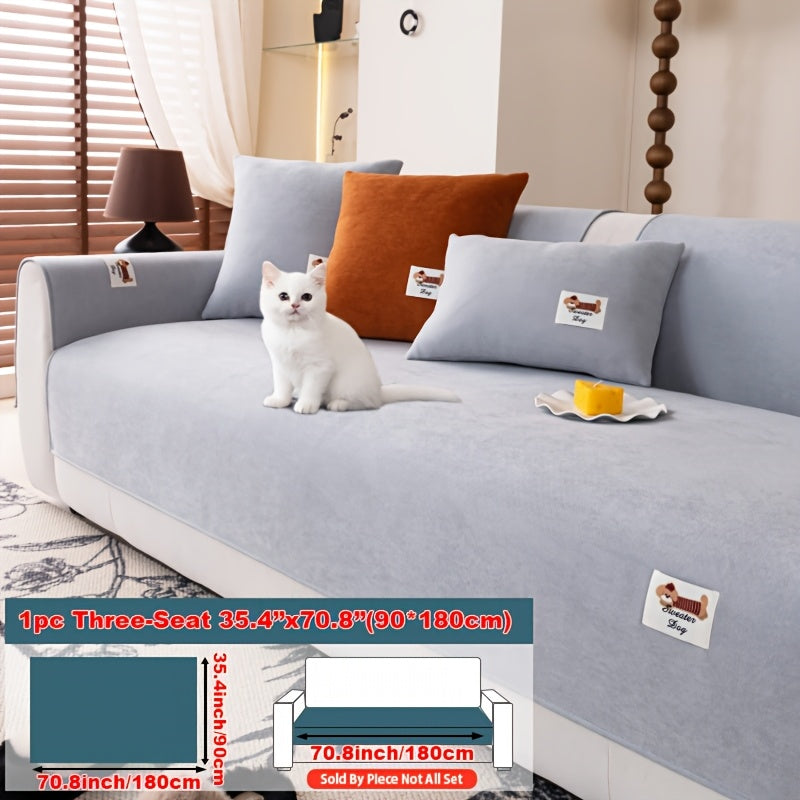 Housse de canapé en peluche matelassée à rayures antidérapante, visuel produit