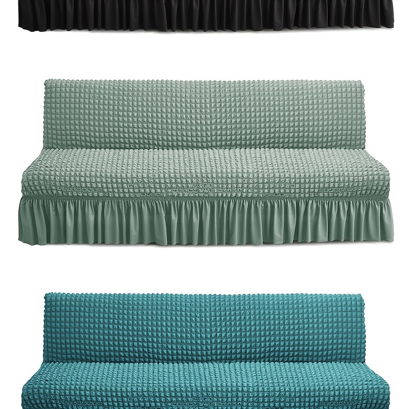 Housse de canapé extensible en jacquard à volants, housse posée
