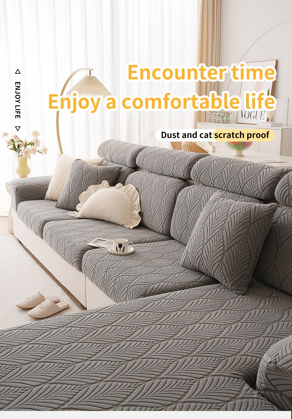 Housse de canapé extensible en polaire à housses séparées — détail de la matière : polaire Image