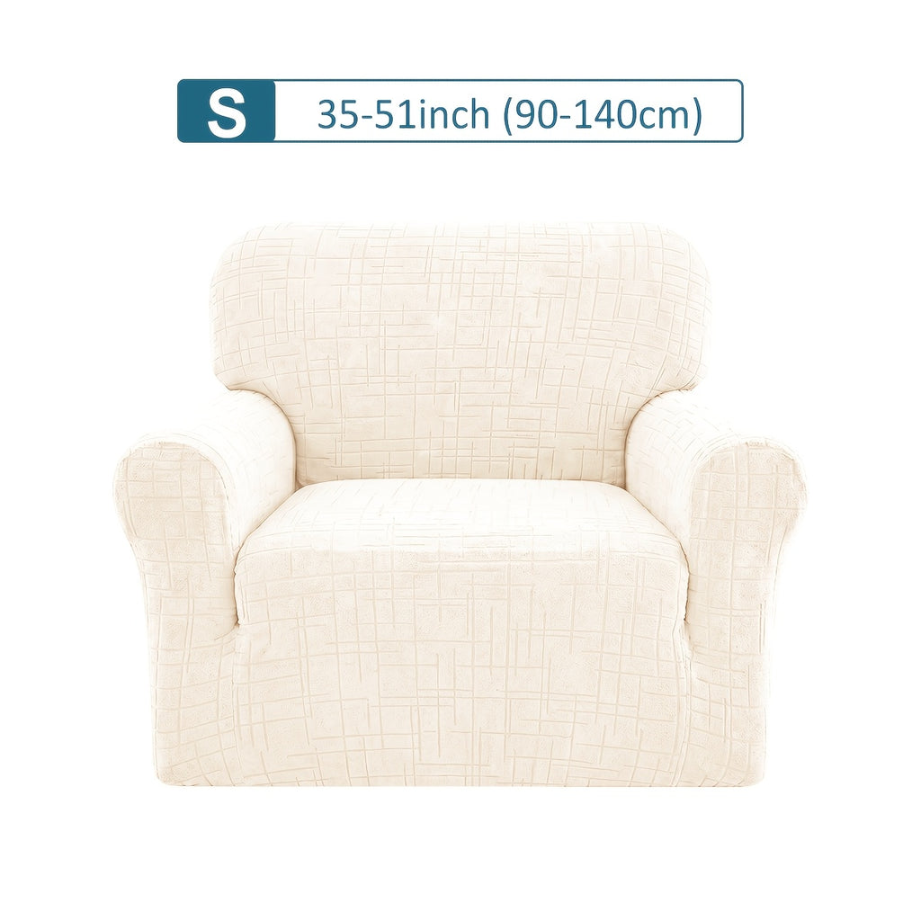 Housse de canapé extensible en polaire jacquard — détail de la matière : polaire