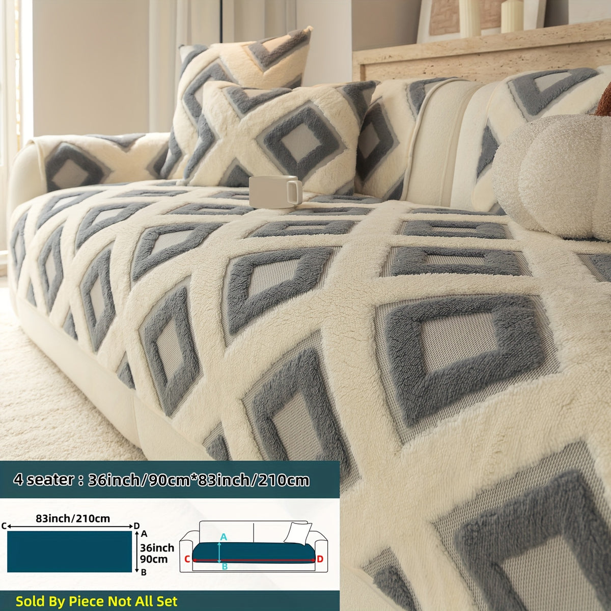 Housse de coussin en velours matelassée antidérapante à housses séparées, visuel produit
