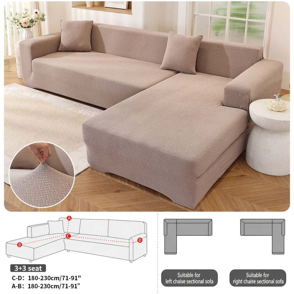 Housse de canapé épaisse extensible en polaire jacquard d'esprit vintage, détail de la finition