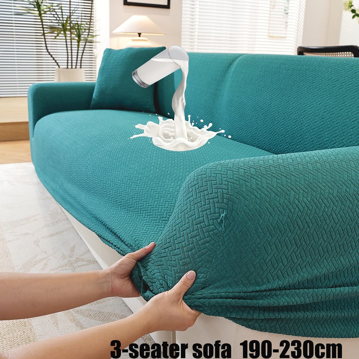 Housse de canapé extensible en polaire jacquard, gros plan sur le tissu