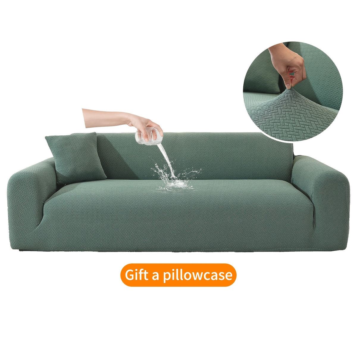 Housse de canapé extensible en polaire jacquard antidérapante, mise en situation