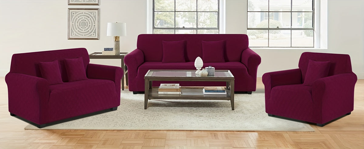 Housse de canapé extensible en polaire jacquard antidérapante d'esprit vintage Image