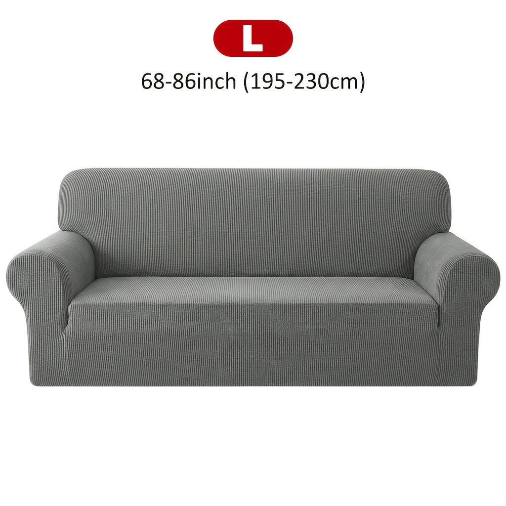Housse de canapé extensible en velours côtelé jacquard à maille gaufrée, mise en situation