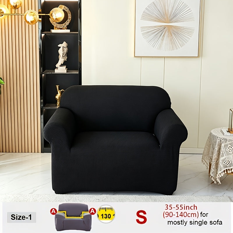 Housse de canapé extensible en velours côtelé jacquard, mise en situation