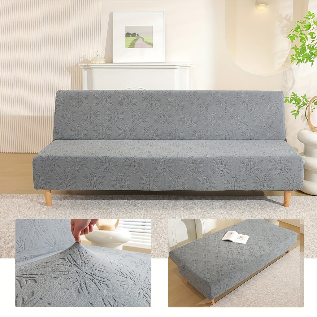 Housse de canapé extensible en polaire jacquard sans accoudoirs, mise en situation