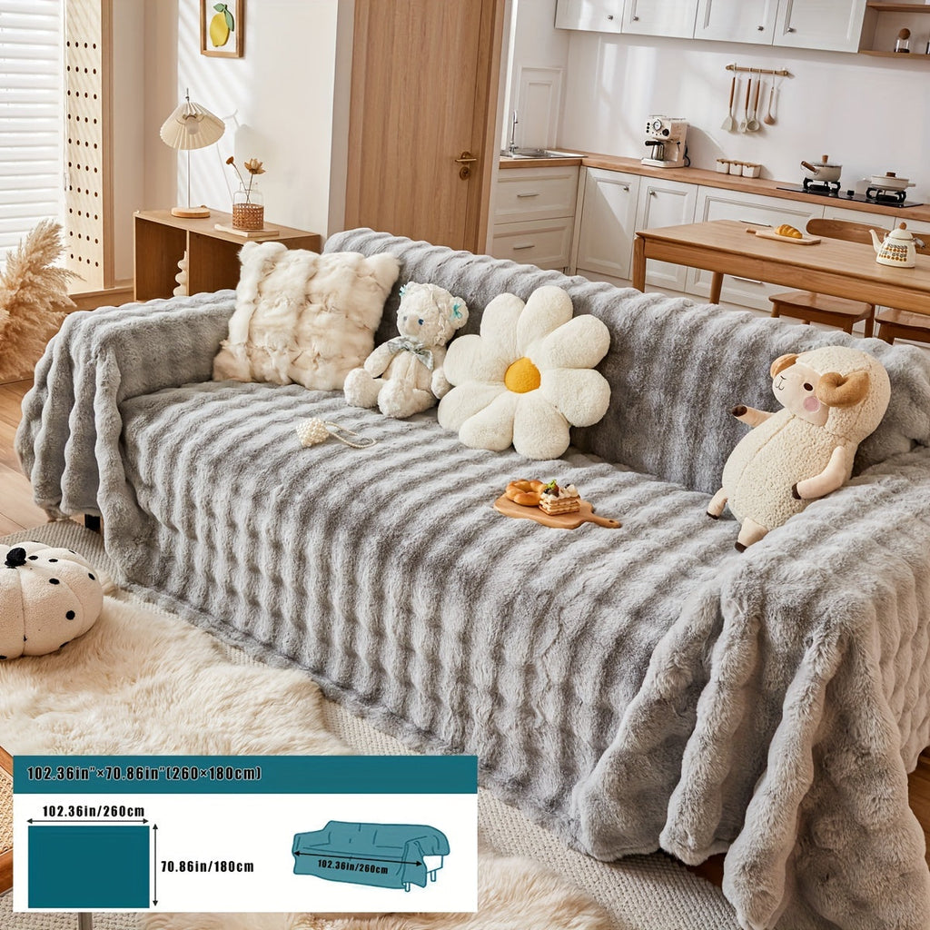 Housse de canapé en peluche, 8 coloris, housse posée