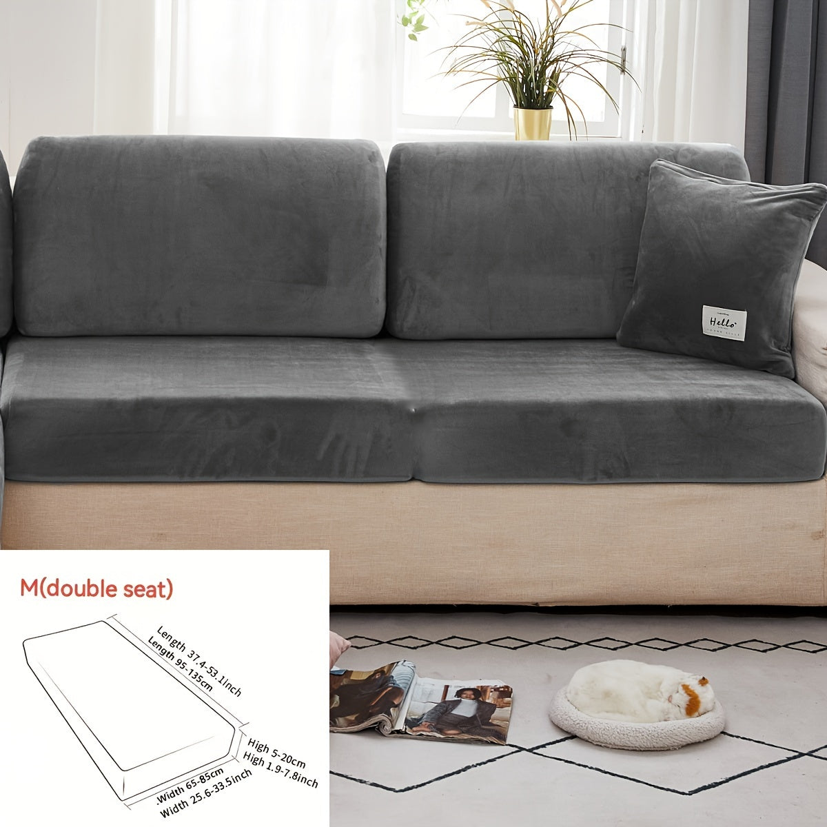 Housse de canapé épaisse extensible en velours à housses séparées, compatible fauteuil, canapé deux places, canapé trois places Image
