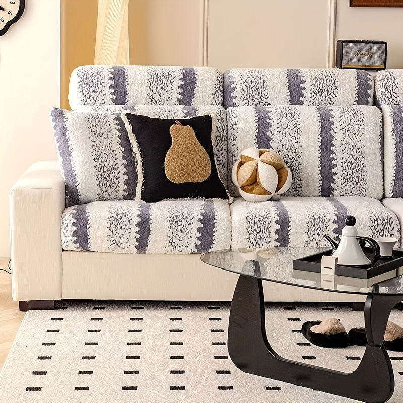 Housse de canapé extensible en velours antidérapante d'esprit vintage, vue de dos
