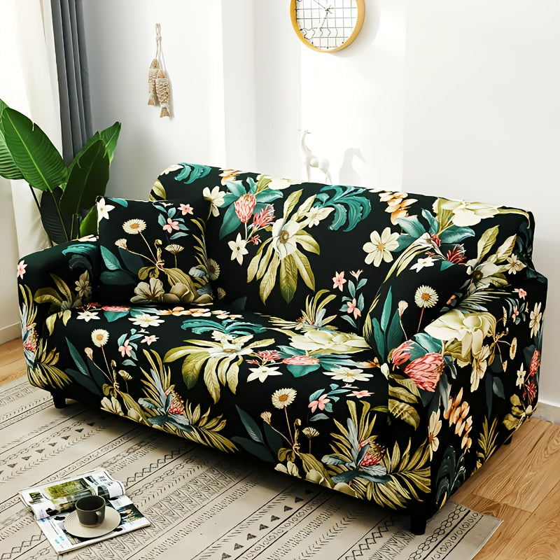 Housse de canapé en fibre de lait en fils teints à motif fleuri, tissu de 120 à 140 g/m²