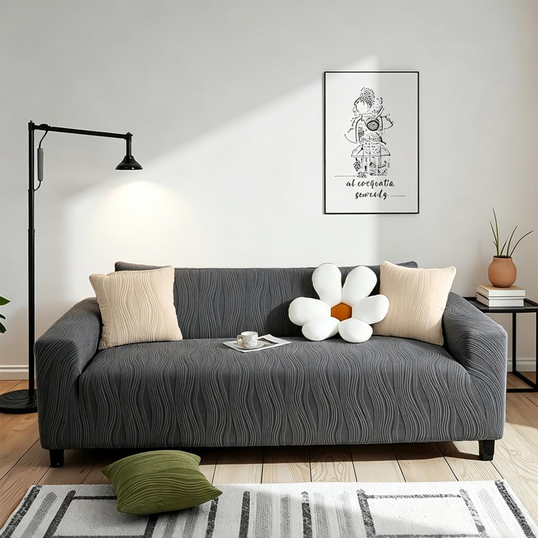 Housse de canapé extensible en polaire au rendu glamour — détail de la matière : polaire Image