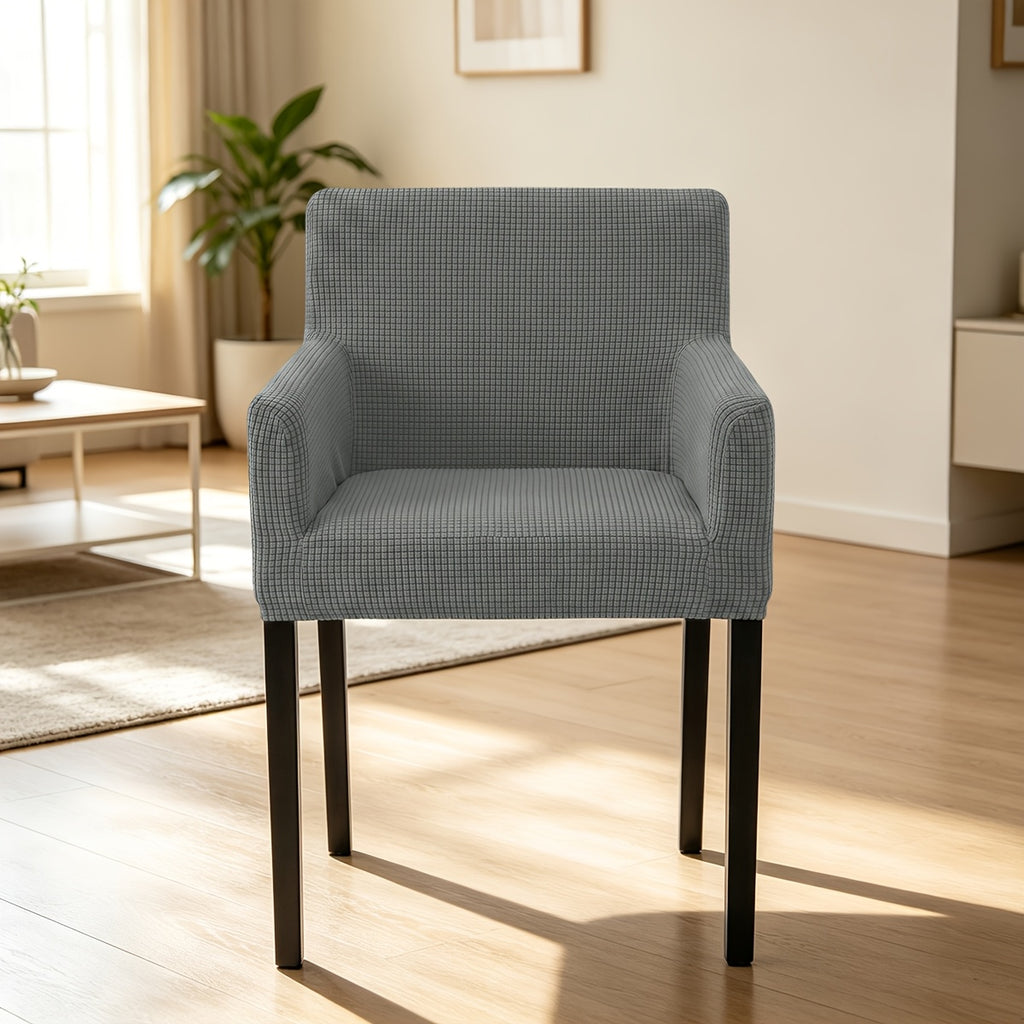 Housse de chaise épaisse extensible en velours côtelé jacquard, vue de dos