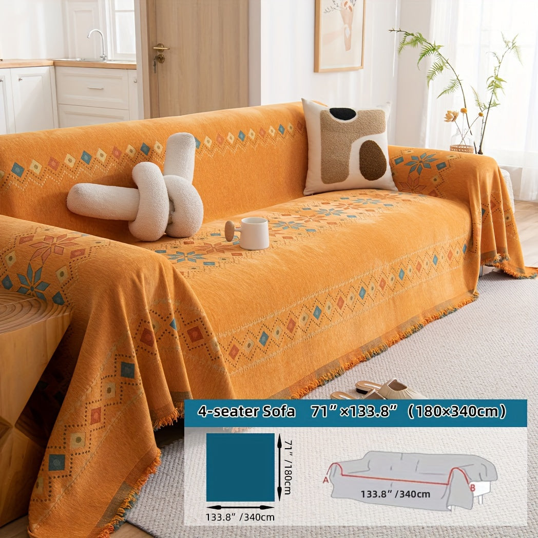 Housse de canapé en chenille, 5 coloris, housse posée