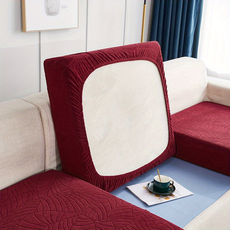 Housse de coussin extensible en velours jacquard, gros plan sur le tissu