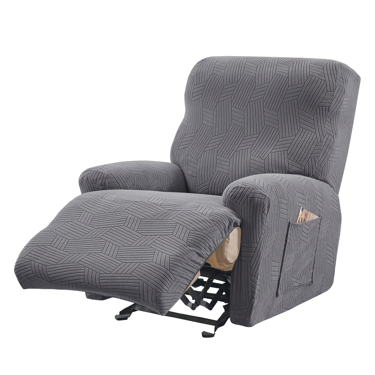 Housse de canapé extensible en velours côtelé jacquard pour fauteuil, vue de dos