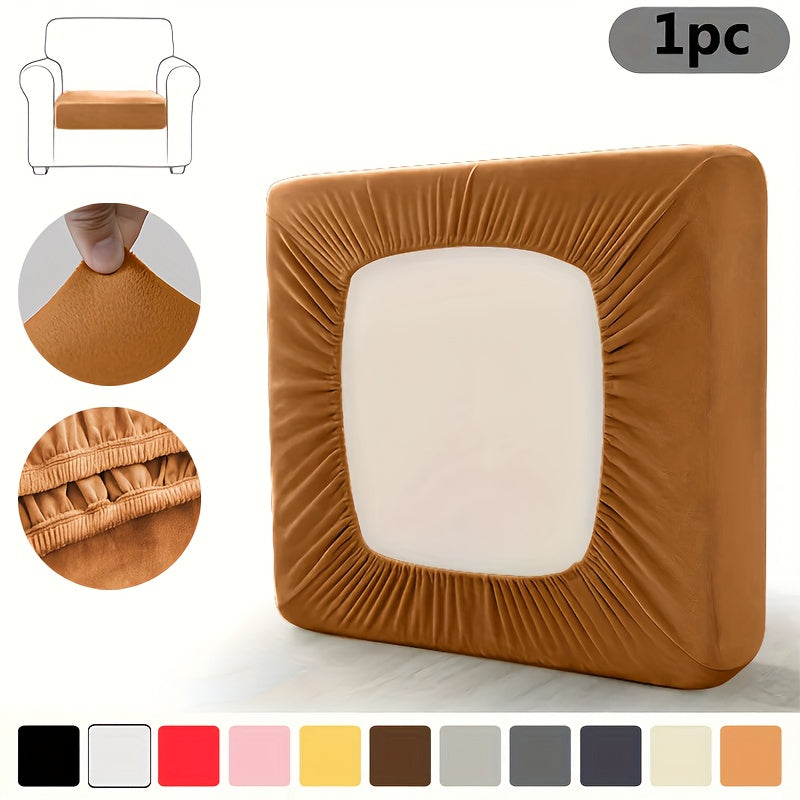 Housse de coussin extensible en velours pour fauteuil, détail de la finition