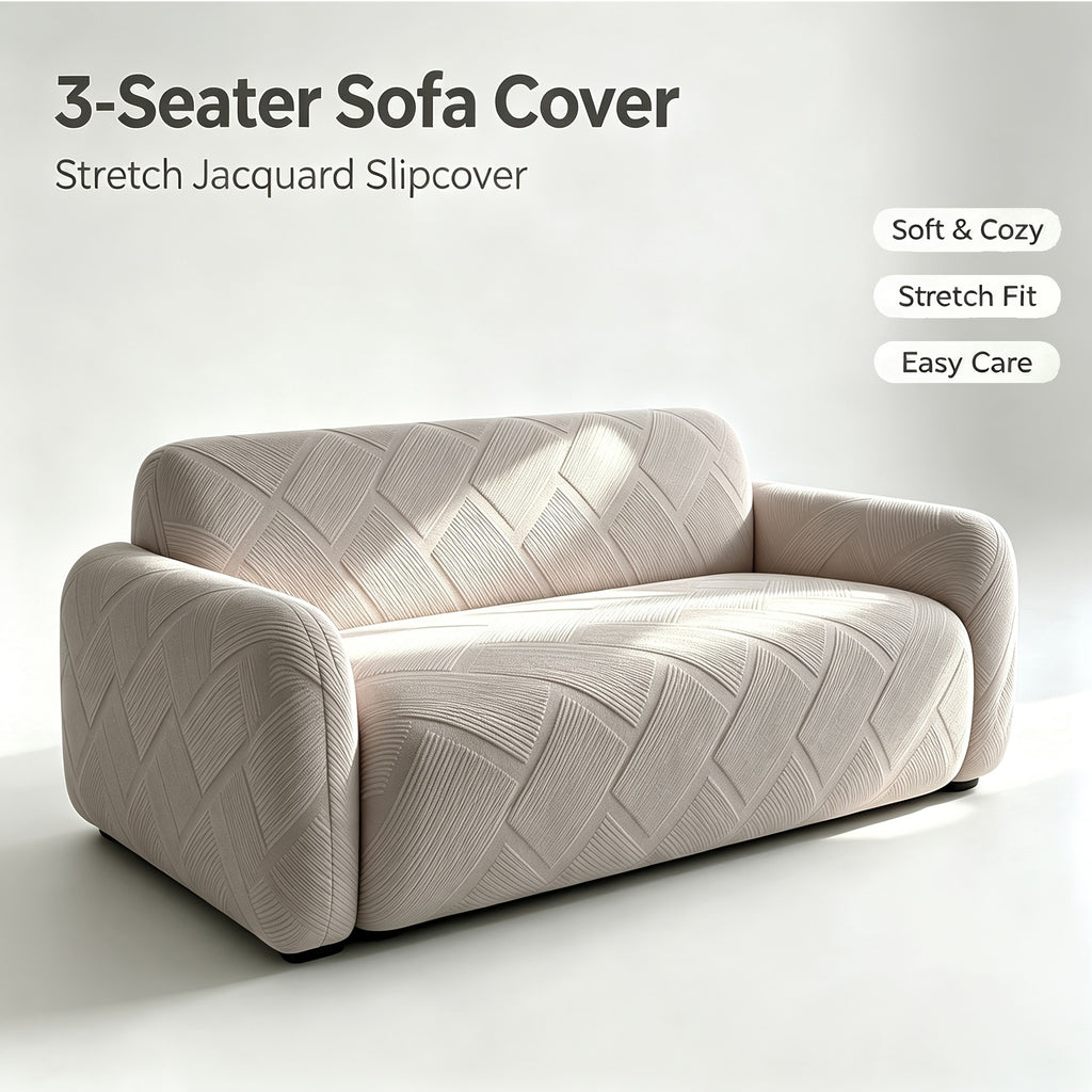Housse de canapé extensible en polaire jacquard antidérapante, visuel produit