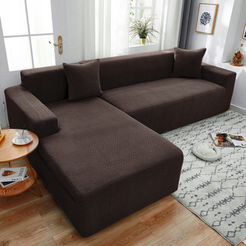 Housse de canapé extensible en polyester, gros plan sur le tissu