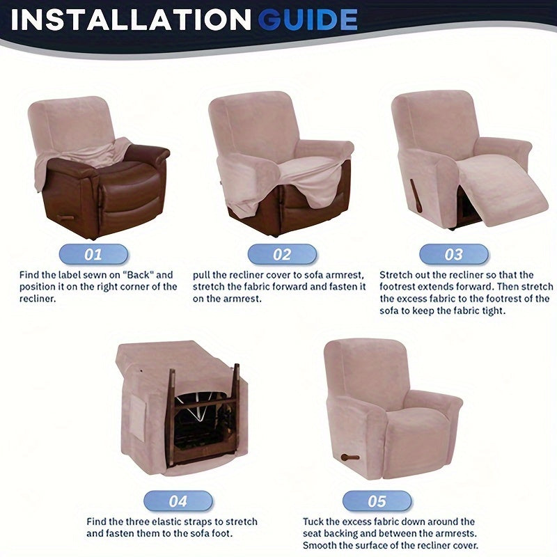 Housse de fauteuil épaisse extensible en velours, mise en situation