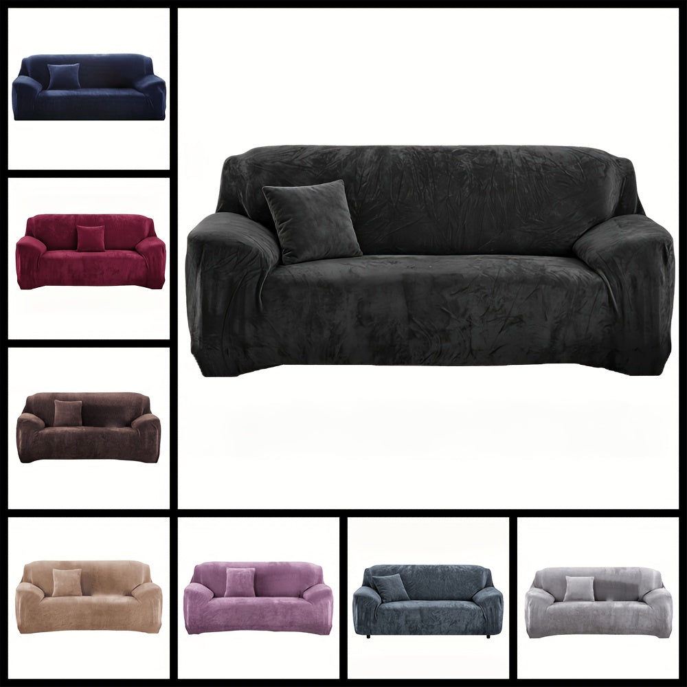 Housse de canapé épaisse extensible en peluche, housse posée