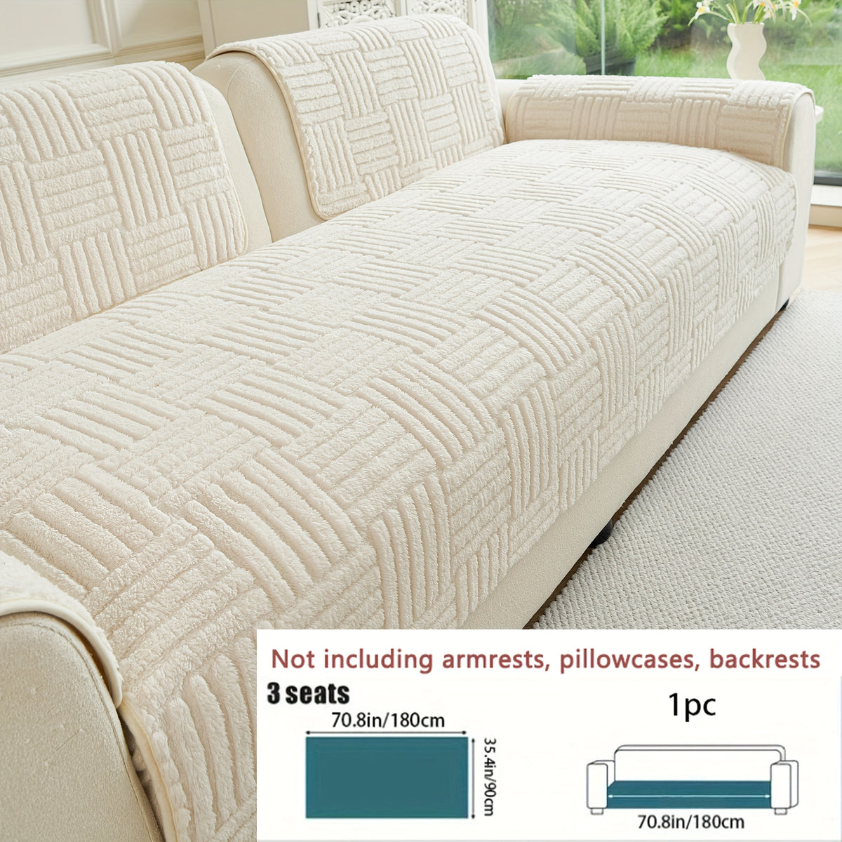 Housse de canapé en velours jacquard à motif bohème antidérapante, autre coloris