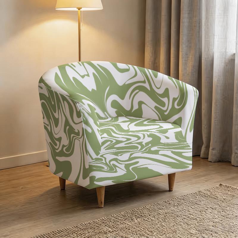 Housse de canapé extensible en fibre de lait matelassée à effet marbre — détail de la matière : fibre de lait Image