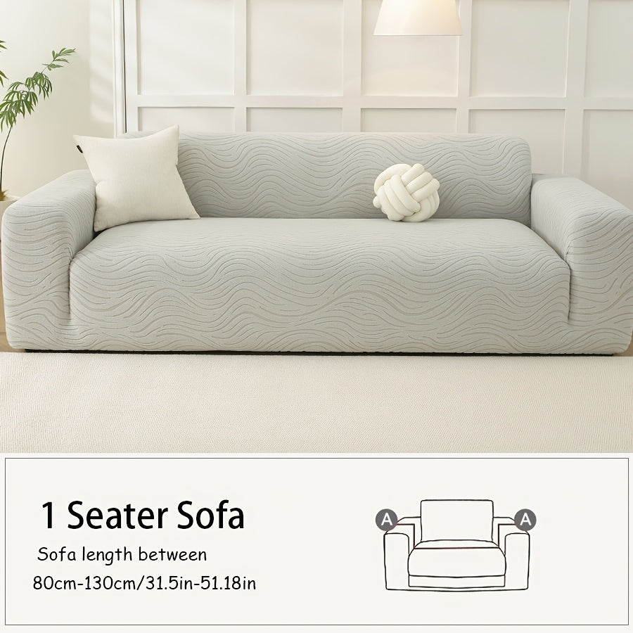 Housse de canapé extensible en polaire à motif vagues, visuel produit