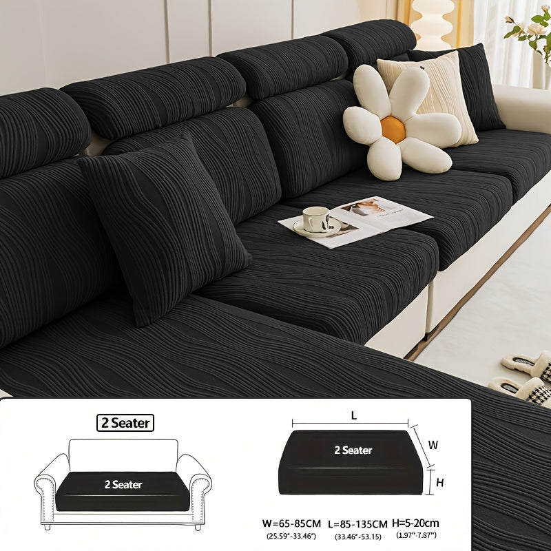 Housse de canapé en polyester à rayures à housses séparées, visuel produit