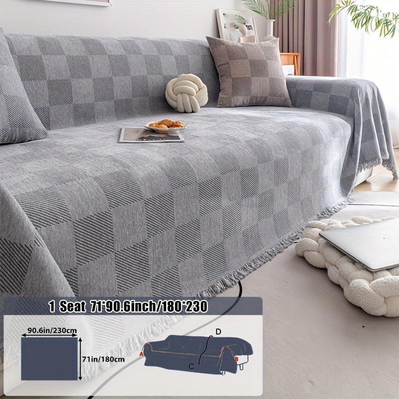 Housse de canapé épaisse en chenille, gros plan sur le tissu